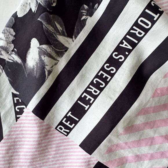 Victoria’s Secret Newspaper Floral Stripe Patchwork Print Satin Cami Tank S - Picture 12 of 12